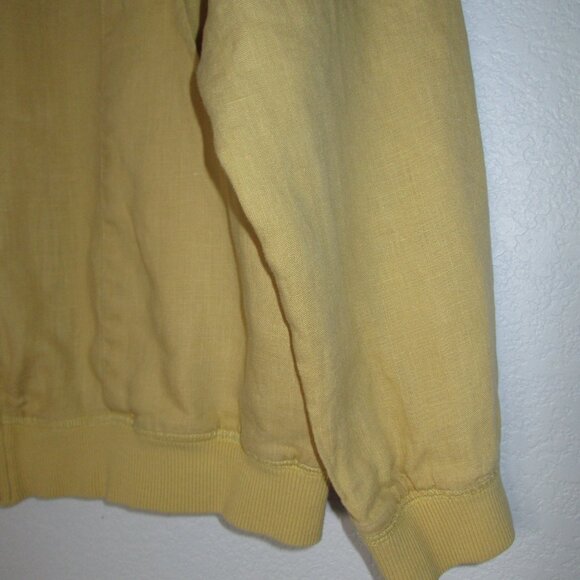 Chicos Design Women's Jacket Sz 2 100% Linen Full Zip Yellowl Bomber Pockets - Picture 4 of 11